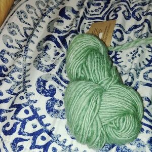 Hand-Dyed Light Green Wool Yarn Skein